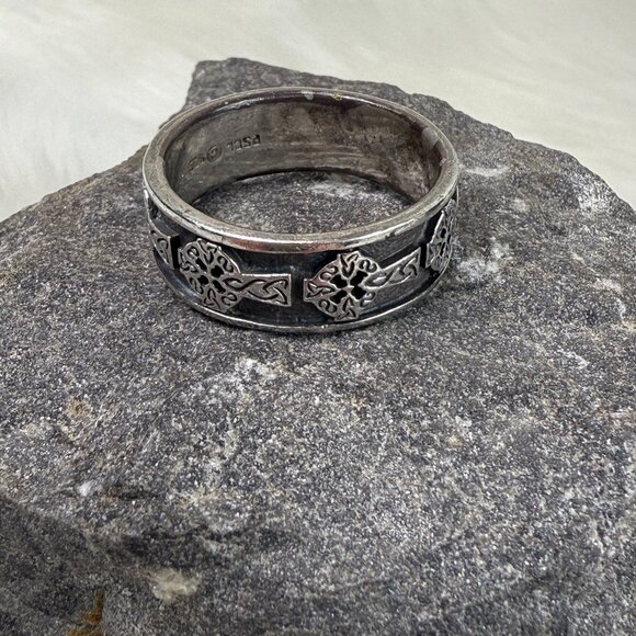 Peter Stone Sterling Silver Celtic Cross Ring Size 12.5 PSCL 925 - Picture 1 of 7